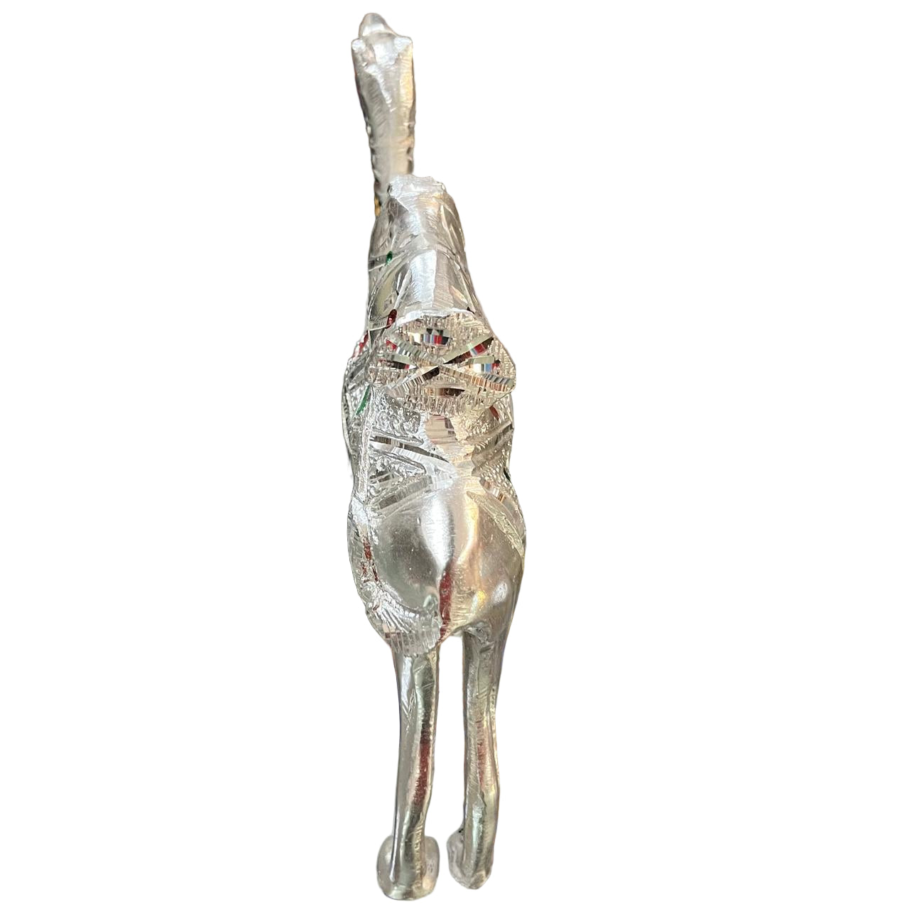 Unbreakable Decorative Camel Showpiece – Silver Finish with Chain & Colorful Detailing