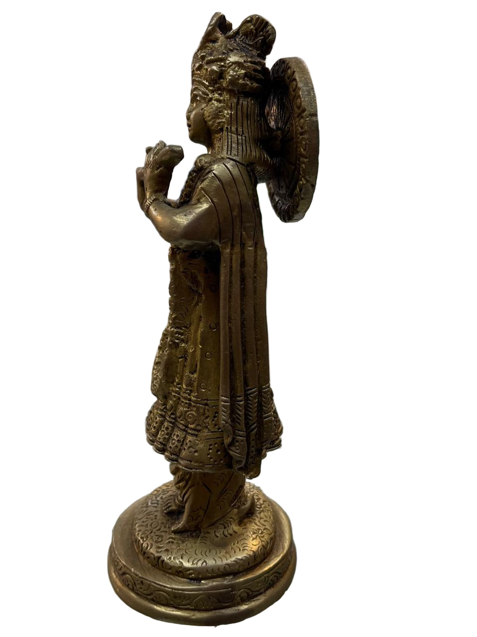 Handcrafted Brass Lord Krishna Idol – Playing Flute | Antique Finish Murti for Home & Decor
