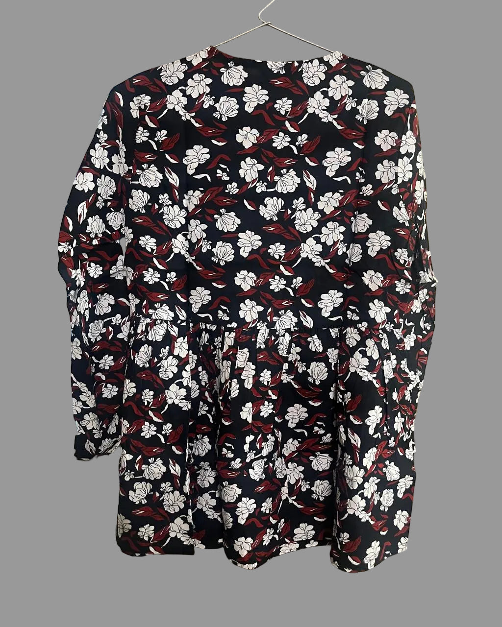 Women’s Black Floral Alia Top | Premium Soft Cotton | V-Neck | Full Sleeves
