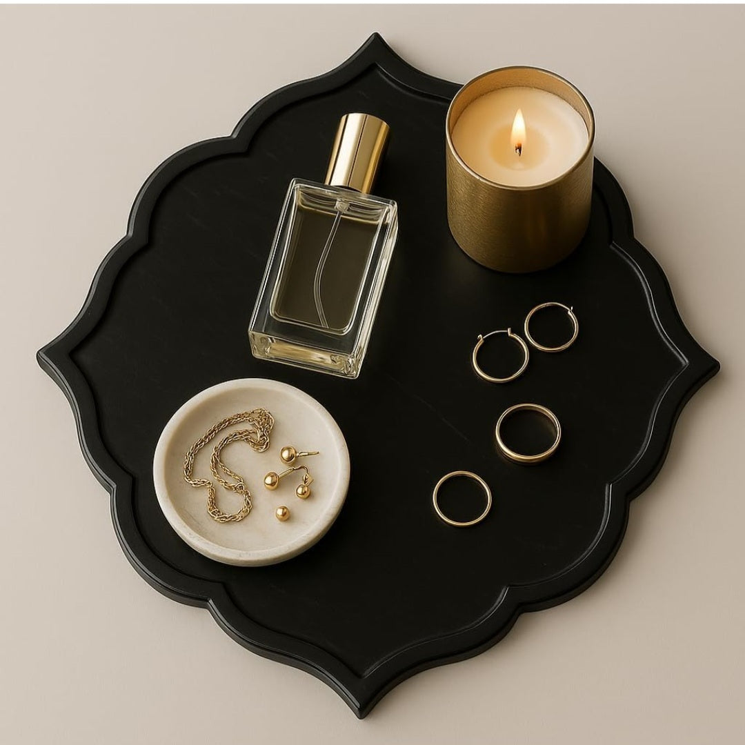Arti Thali, Pooja Thali, Black Marble, Vanity, Nacho Tray, Multi-Purpose