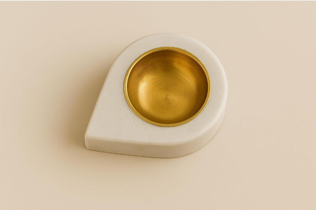 Marble Diya, Brass Diya, Marble Tea Light Holder