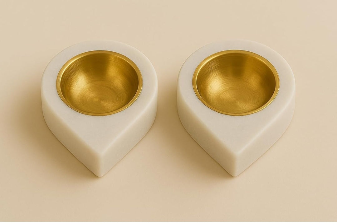 Marble Diya, Brass Diya, Marble Tea Light Holder