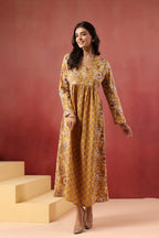 Printed Cotton Kurti — Elegant Long Flared Ethnic Wear