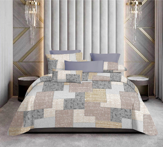 Premium Cotton Patchwork Bedsheet Set – King Size 114x120, 320 TC with Pillow Covers