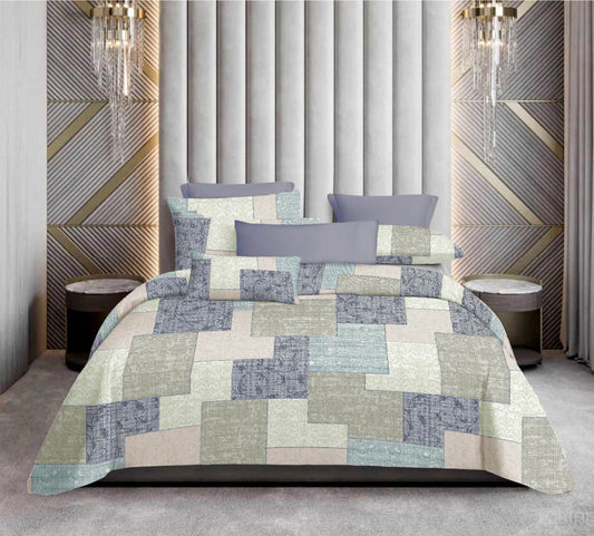Premium Cotton Patchwork Bedsheet Set – King Size 114x120, 320 TC with Pillow Covers