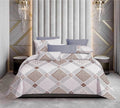 Premium Cotton King Size Bedsheet Set – 114x120, 320 TC with Pillow Covers (Brown & Grey Geometric Diamond Design)
