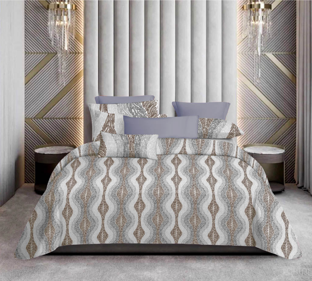 Premium Cotton Wavy Stripe Bedsheet Set – King Size 114x120, 320 TC with Pillow Covers