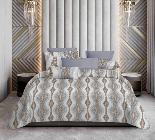 Premium Cotton Wavy Stripe Bedsheet Set – King Size 114x120, 320 TC with Pillow Covers