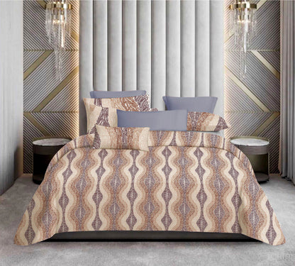 Premium Cotton Wavy Pattern Bedsheet Set – King Size 114x120, 320 TC with Pillow Covers