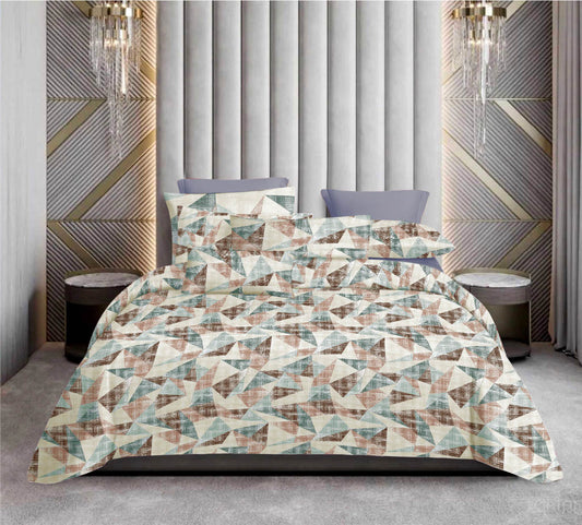 Premium Cotton Geometric Print Bedsheet Set – King Size 114x120, 320 TC with Pillow Covers