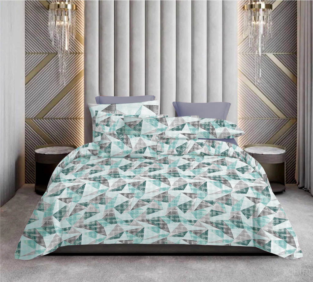 Premium Cotton Geometric Print Bedsheet Set – King Size 114x120, 320 TC with Pillow Covers