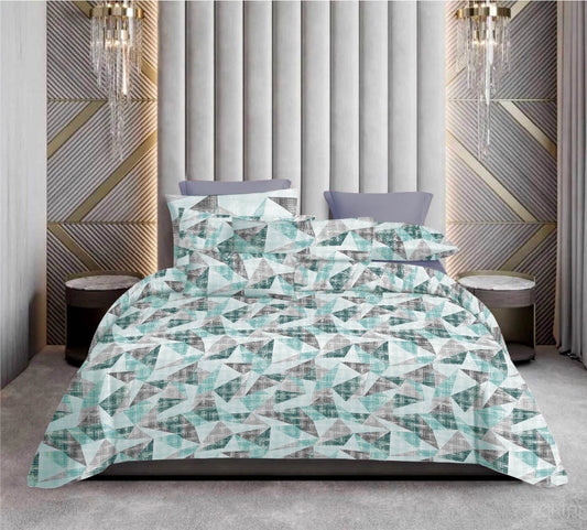 Premium Cotton Geometric Print Bedsheet Set – King Size 114x120, 320 TC with Pillow Covers