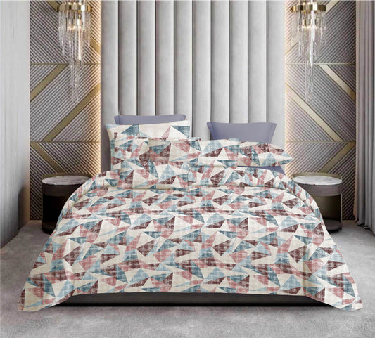 Premium Cotton Geometric Print Bedsheet Set – King Size 114x120, 320 TC with Pillow Covers