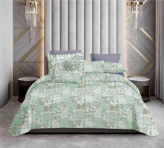Premium Cotton Geometric Diamond Bedsheet Set – King Size 114x120, 320 TC with Pillow Covers