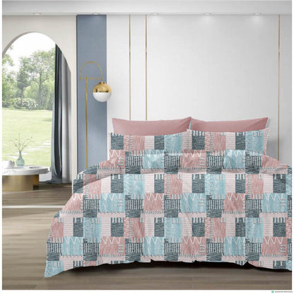 Premium 210 TC Cotton Bedsheet with Pillow Covers – King Size 108x108 (Dual Color Pattern)