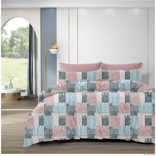 Premium 210 TC Cotton Bedsheet with Pillow Covers – King Size 108x108 (Dual Color Pattern)