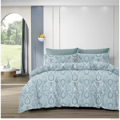 Premium Grey & White Paisley Print Cotton Bedsheet – 210 TC, King Size (108x108 inches)
