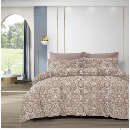 Premium Grey & White Paisley Print Cotton Bedsheet – 210 TC, King Size (108x108 inches)