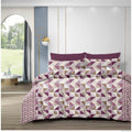 210 TC Cotton Double Bedsheet with 2 Pillow Covers – Geometric Triangle Print in Maroon & Beige (108 x 108 Inches)
