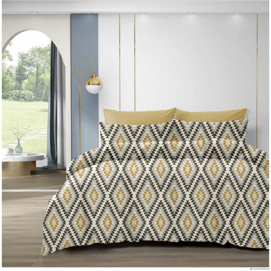 Luxury Cotton Double Bedsheet with 2 Pillow Covers – 108x108 Inches | TC 210 Geometric Design