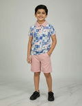 Boys Printed Polo Collar T-Shirt & Shorts Set – Looper Fabric | Stylish Kids Co-ord