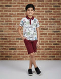 Boys Printed Collar T-Shirt & Shorts Set – Looper Fabric | Stylish Kids Co-ord Set
