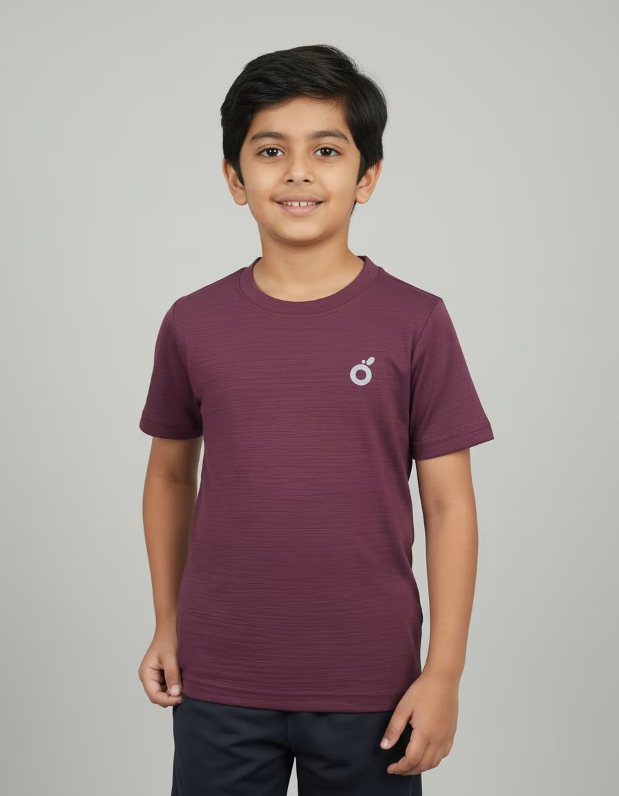 Boys T-Shirt – Burgundy | Premium Textured Kids Casual Wear