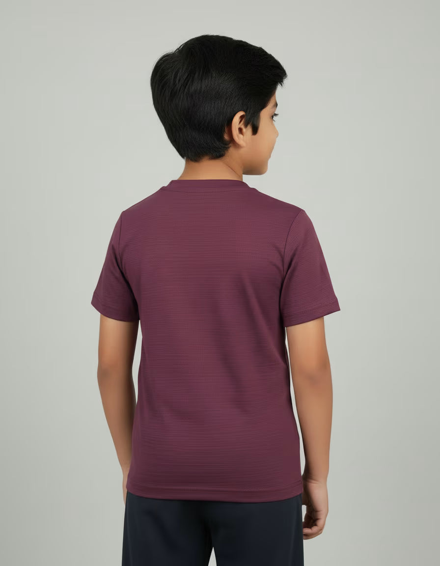 Boys T-Shirt – Burgundy | Premium Textured Kids Casual Wear
