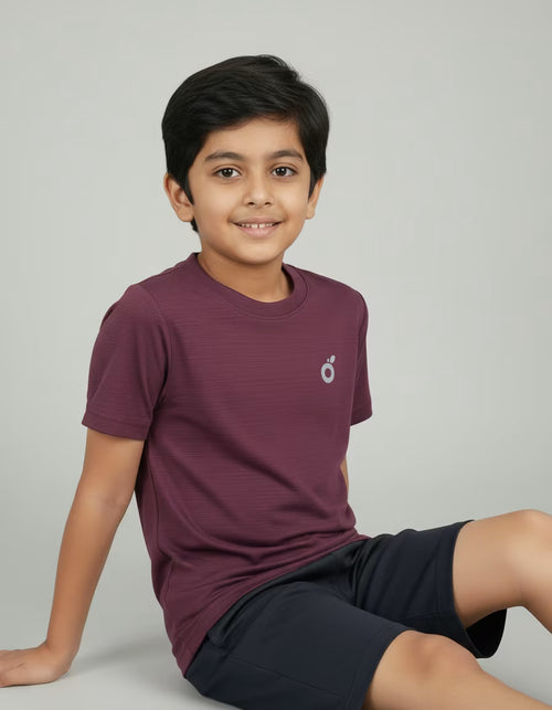Boys T-Shirt – Burgundy | Premium Textured Kids Casual Wear