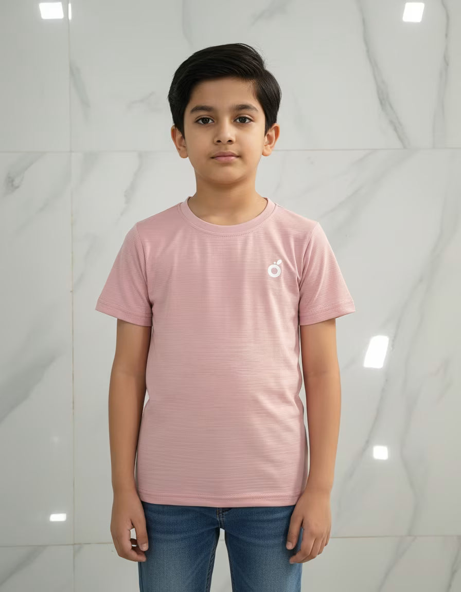 Boys T-Shirt – Blush Pink | Premium Textured Kids Casual Wear