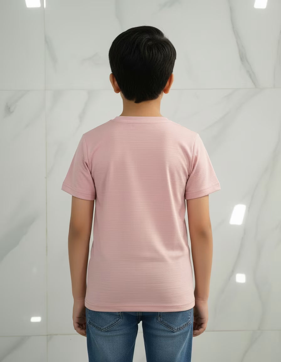 Boys T-Shirt – Blush Pink | Premium Textured Kids Casual Wear