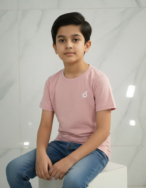 Boys T-Shirt – Blush Pink | Premium Textured Kids Casual Wear