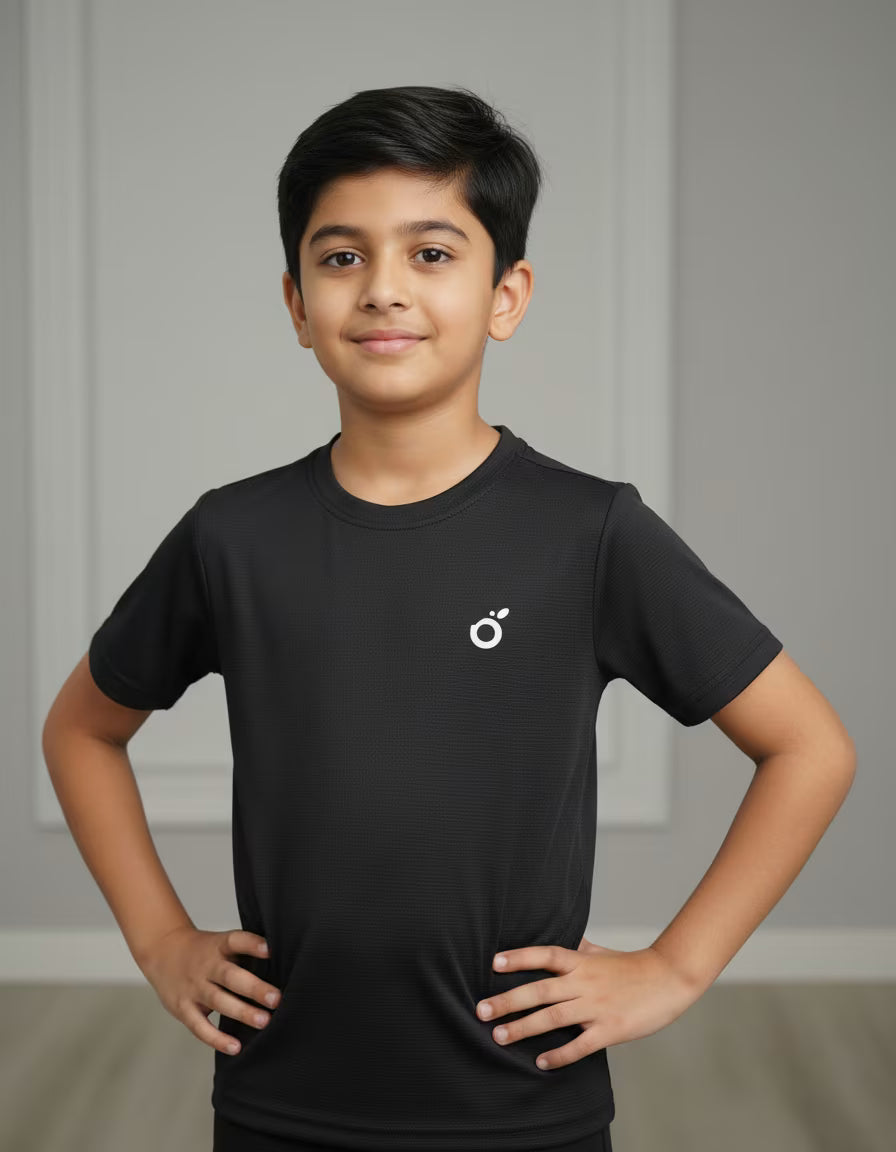 Boys T-Shirt – Black | Premium Textured Kids Casual Wear