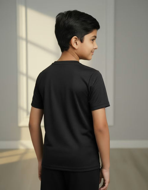 Boys T-Shirt – Black | Premium Textured Kids Casual Wear