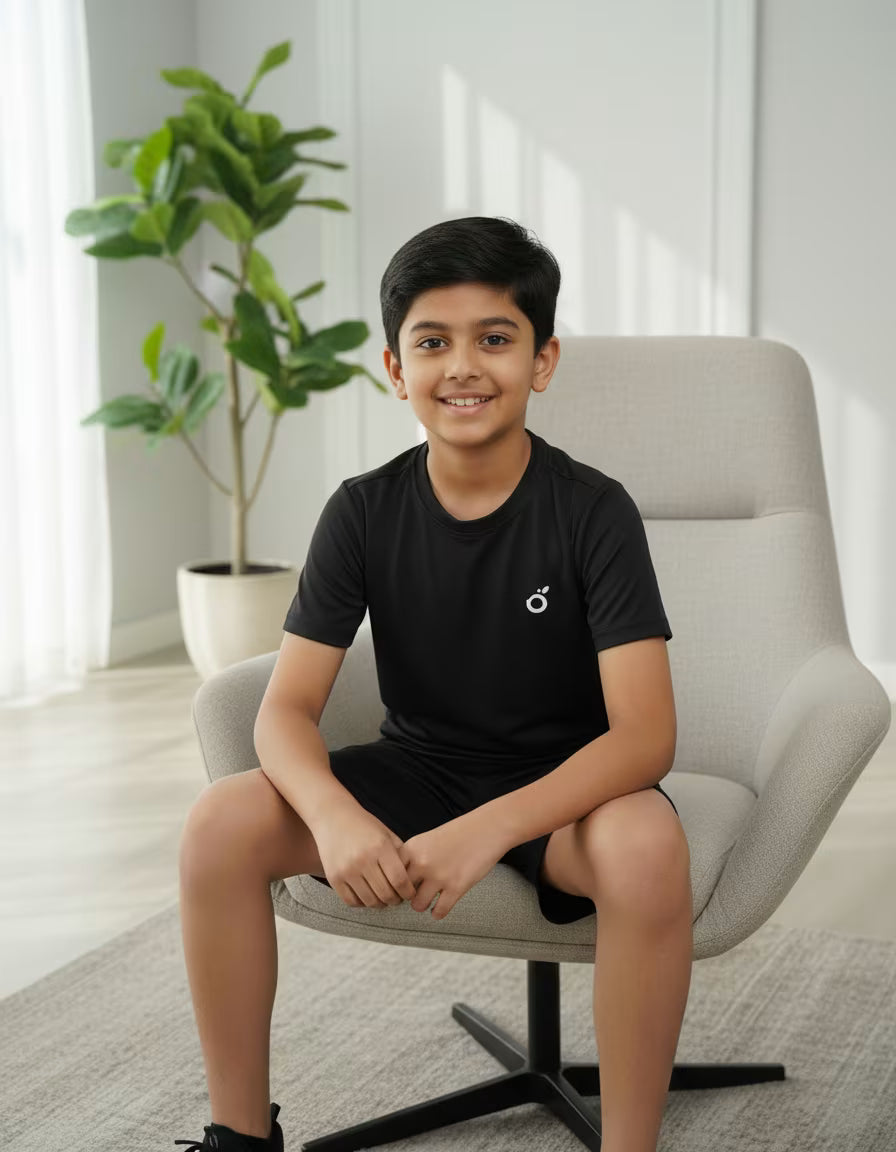 Boys T-Shirt – Black | Premium Textured Kids Casual Wear
