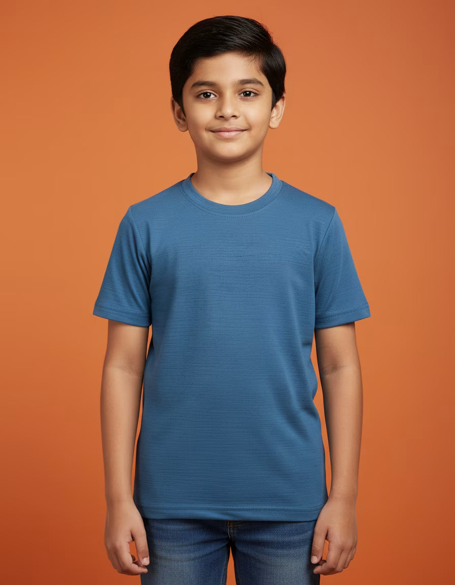 Boys T-Shirt – Blue Breeze | Premium Textured Kids Casual Wear