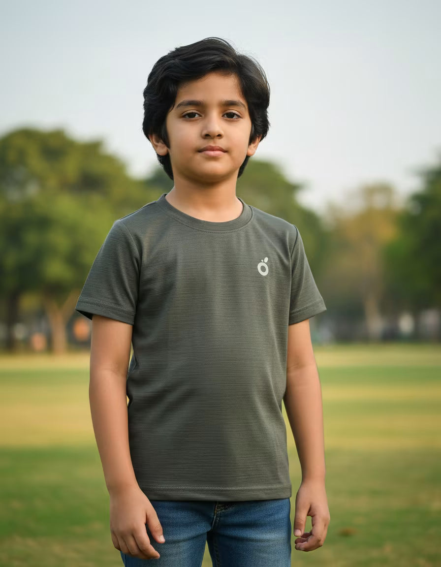 Boys T-Shirt – Forest Olive | Premium Textured Kids Wear
