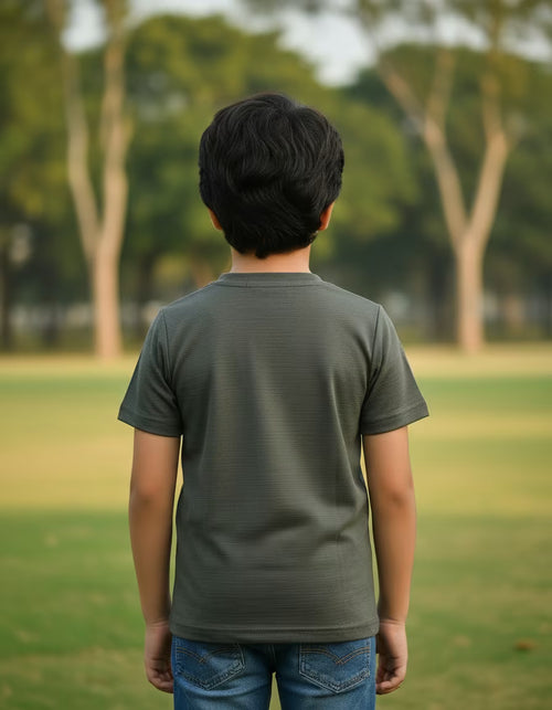 Boys T-Shirt – Forest Olive | Premium Textured Kids Wear