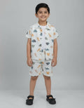 Kids Dinosaur Print Valentino Co-ord Set – Premium Shirt, Tee & Shorts Outfit