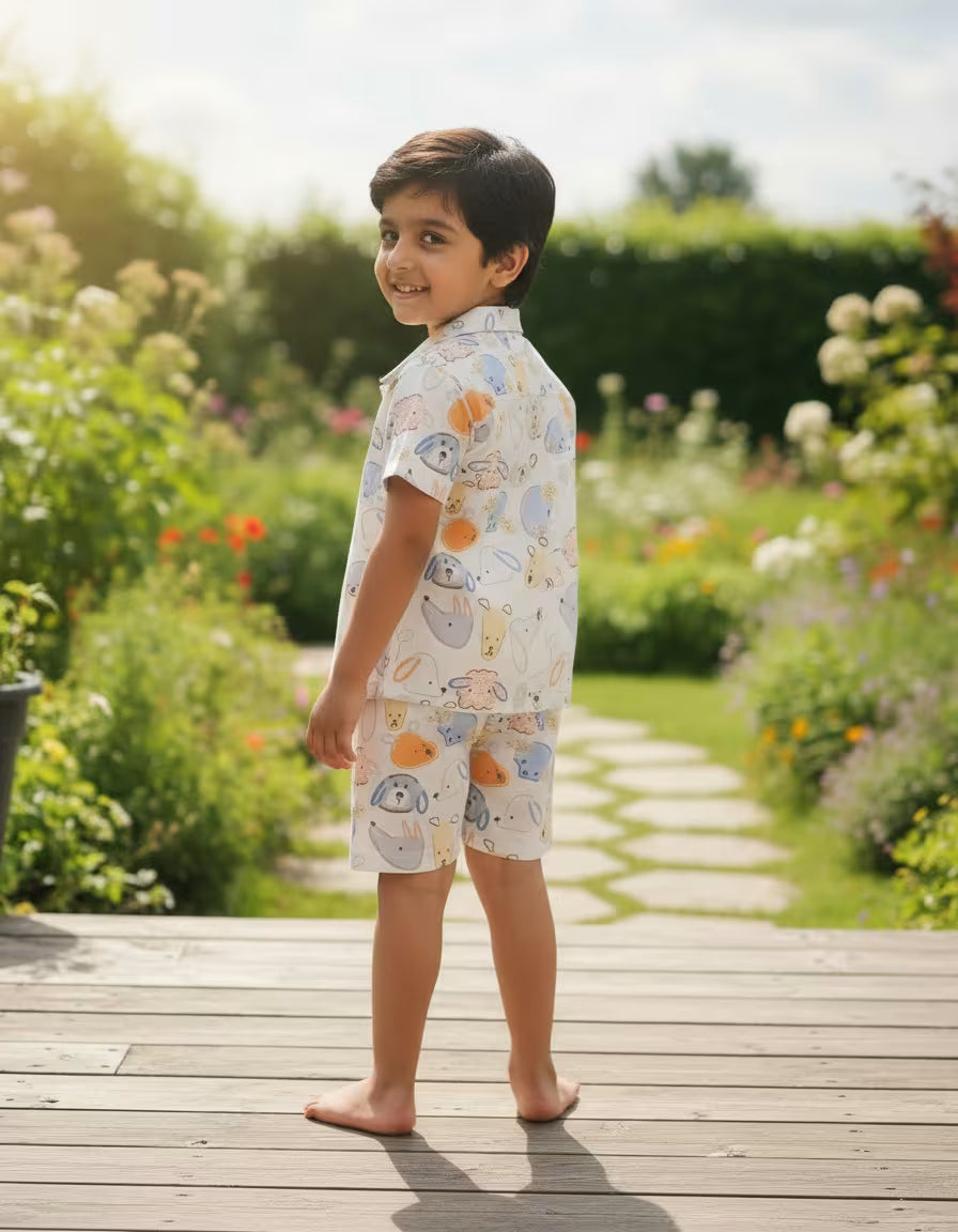 Kids Valentino Fabric Printed Co-ord Set – Cute Animal Print | Premium Summer Wear