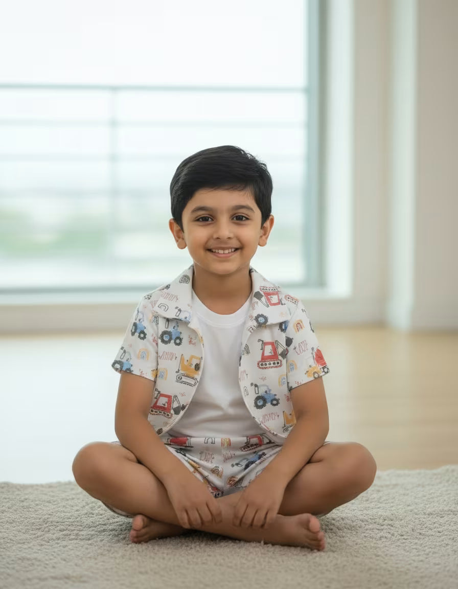 Kids Machine Printed Co-ord Set – Premium Valentino Fabric | Soft Summer Wear
