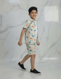 Kids Dino Print Valentino Co-ord Set – Premium Shirt & Shorts Summer Outfit