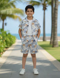Kids Tropical Print Valentino Co-ord Set – Premium Shirt & Shorts Summer Outfit