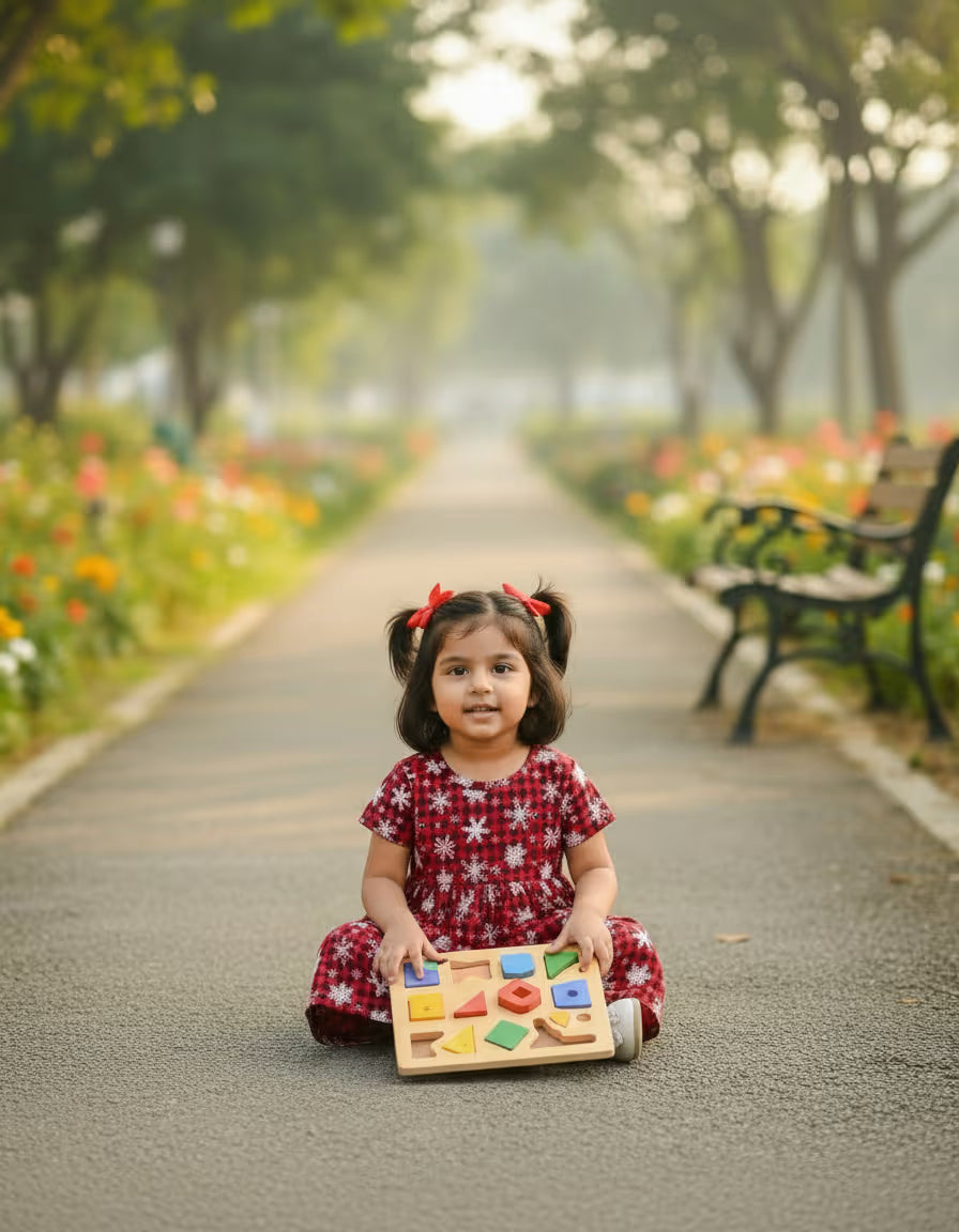Girls Red Floral Printed Cotton Dress