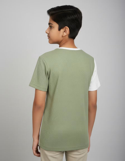 Boys Optimistic Cartoon Print T-Shirt – Premium Waffle Fabric Kids Tee