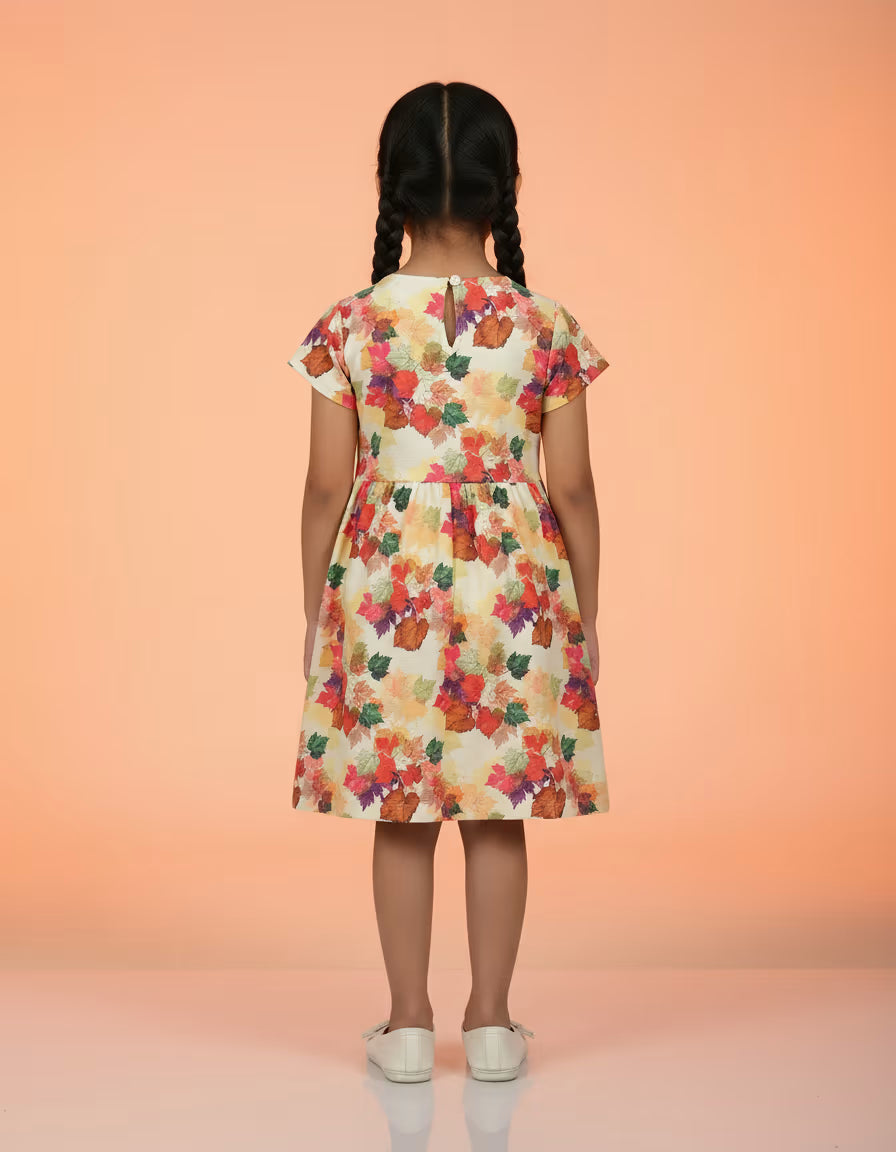 Girls Derby Printed Cotton Frock with Bow Detail