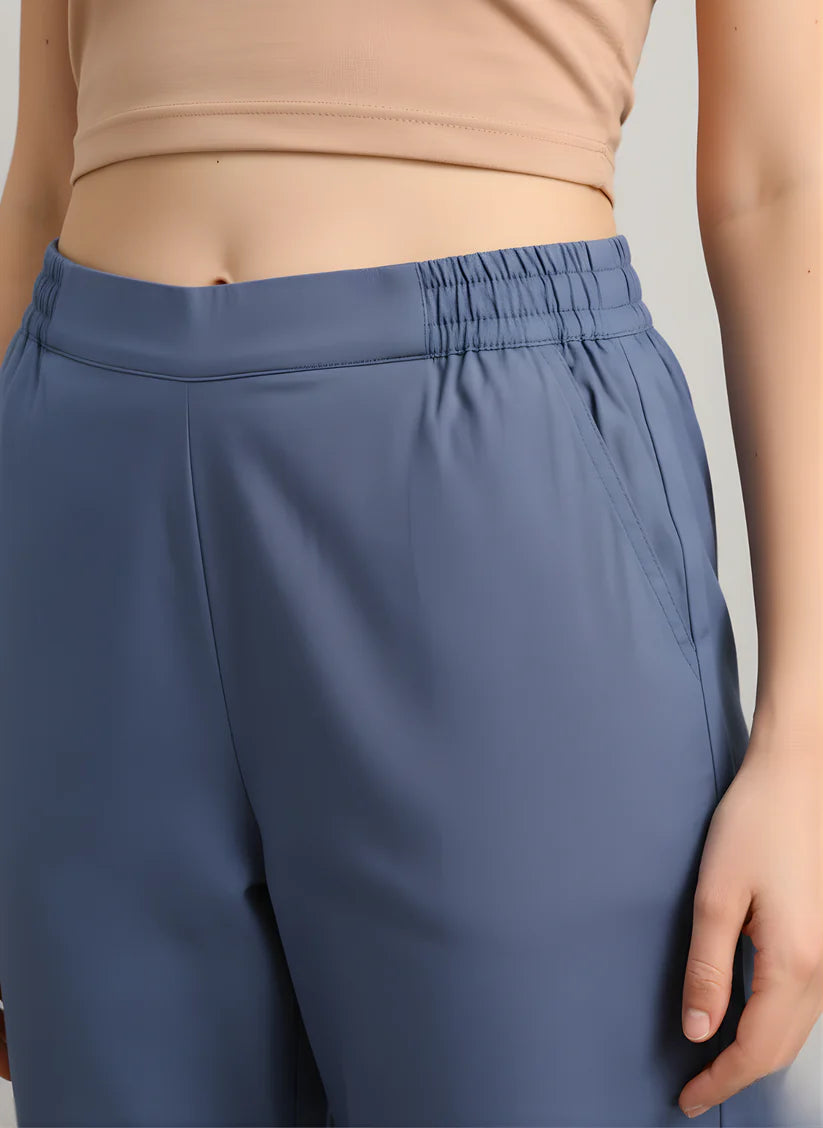 Pastel Blue Premium Cotton Ankle-Length Pants — Elegant Comfort Fit