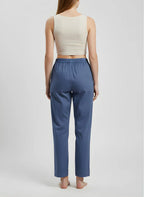 Pastel Blue Premium Cotton Ankle-Length Pants — Elegant Comfort Fit