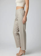 Cream Premium Cotton Ankle-Length Straight Pants — Elegant Everyday Fit