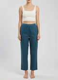Teal Blue Premium Cotton Straight Pants — Soft Elastic Waist Daily Wear Trousers